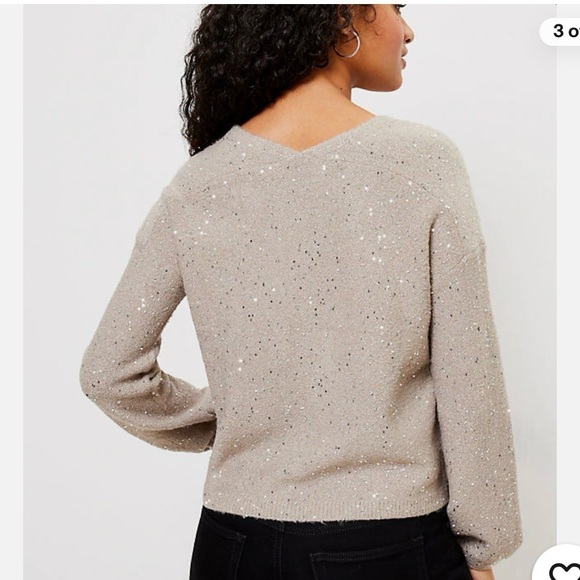 Loft Sequin Double V Sweater S - Picture 2 of 9